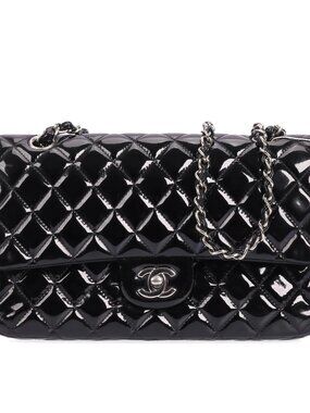 Chanel Medium Classic Double Flap - Black Patent - 13 Series - Pristine -COA